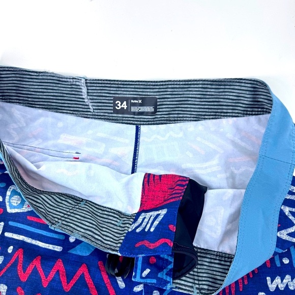 Hurley Phantom Blue and Red Graphic Swim Shorts - Picture 7 of 10